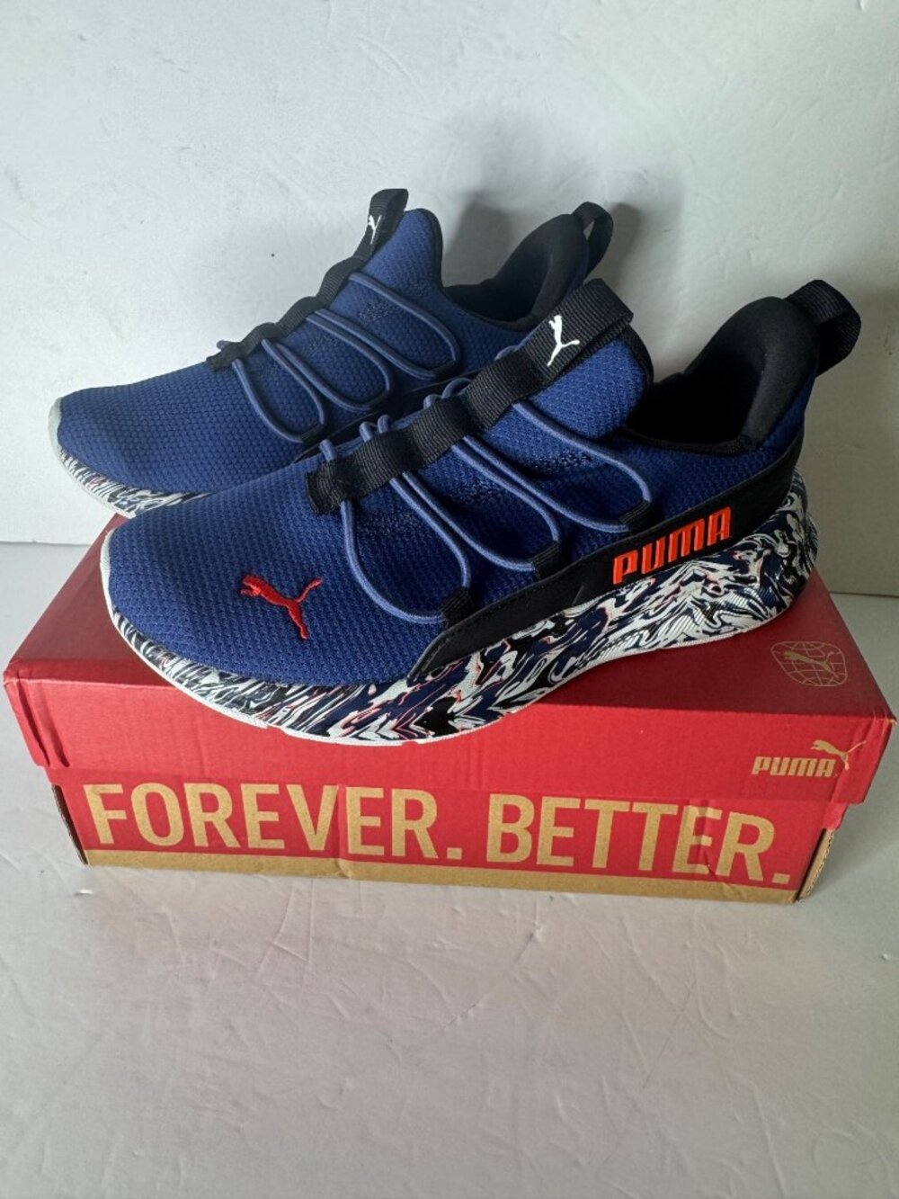 PUMA One4All 2.0 Slip On Sneakers Big Kids US 4.5 Shoes Crazy Kits Jr. Blue Red - Picture 2 of 7